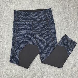Lululemon Pants Womens 4 Blue Black Geometric Pace Rival Crop Leggings Pocket
